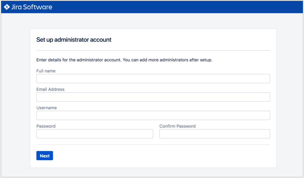 qs jira step4 setup admin account
